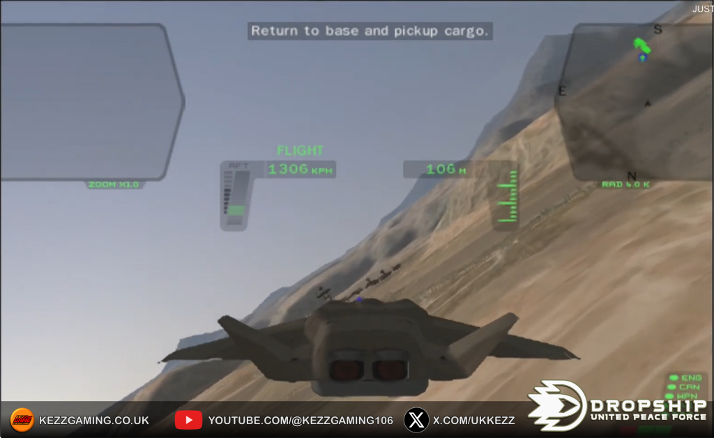 Dropship United Peace Force - Gameplay on the PS2, dropship in flight to base