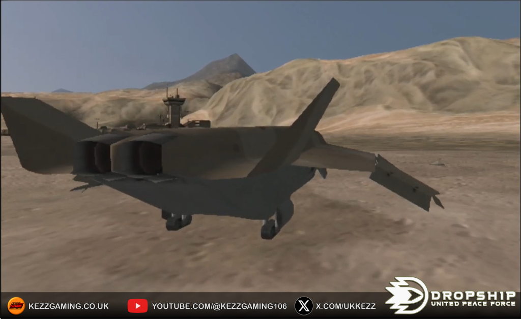 Dropship United Peace Force - Gameplay on the Playstation 2, wheels down ready to land.