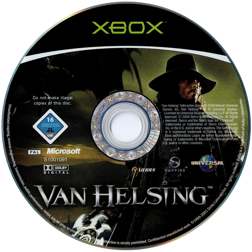 Van Helsing Xbox Original OG Disc scan high resolution scan jpg format