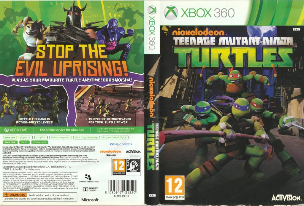Nickelodeon Teenage Mutant Ninja Turtles Xbox 360 PAL Cover scan high resolution scan jpg format